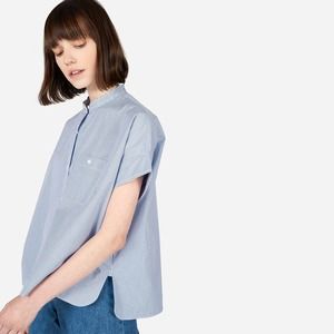 Everlane Cotton Poplin Collarless Square Shirt